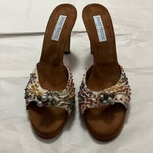 JHONNY MONTINI Y2K‎ WOOD HEEL SANDALS SIZE 11